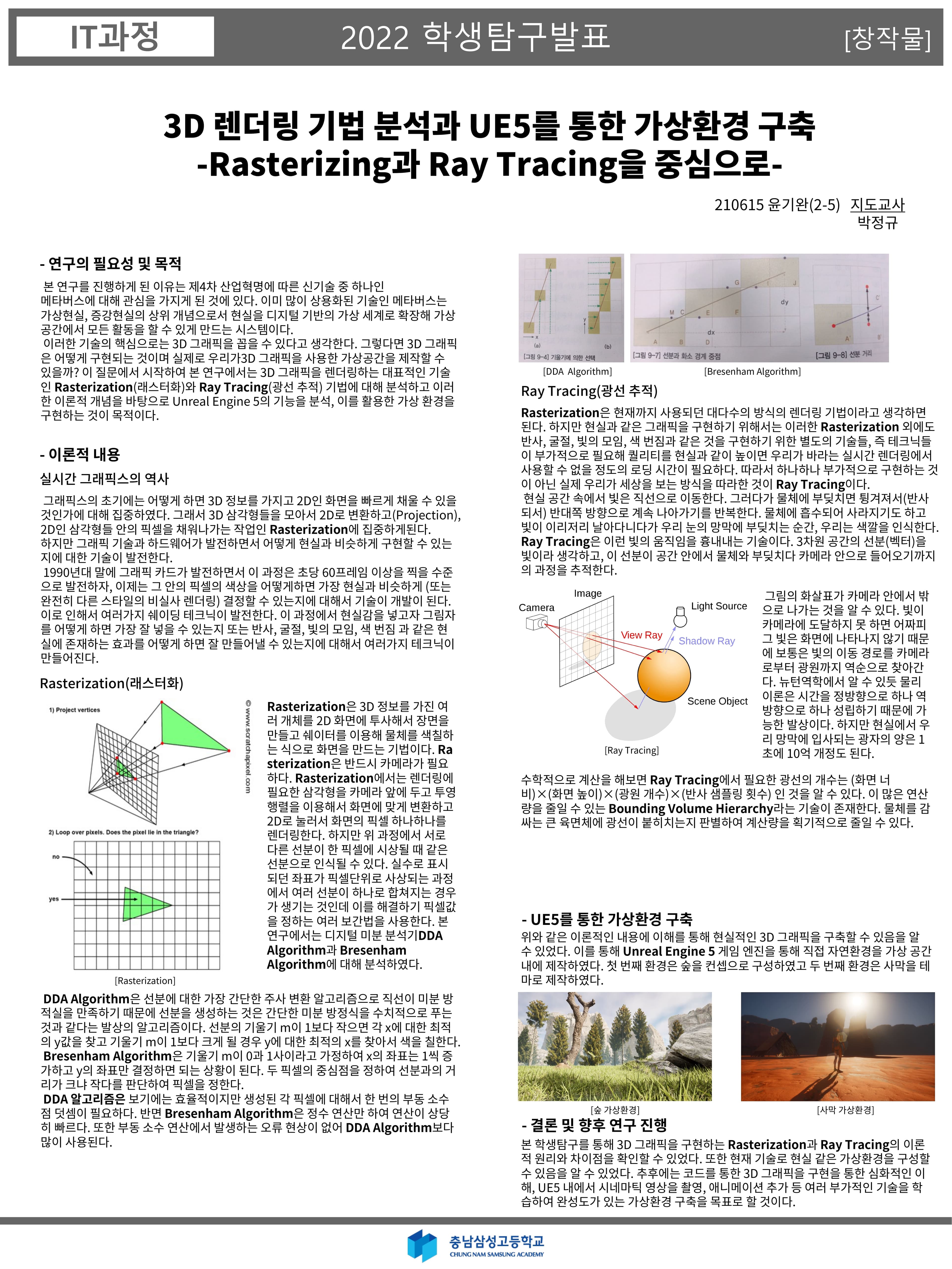 3D 렌더링 기법 분석과 UE5를 통한 가상환경 구축 -Rasterizing과 Raytracing을 중심으로-